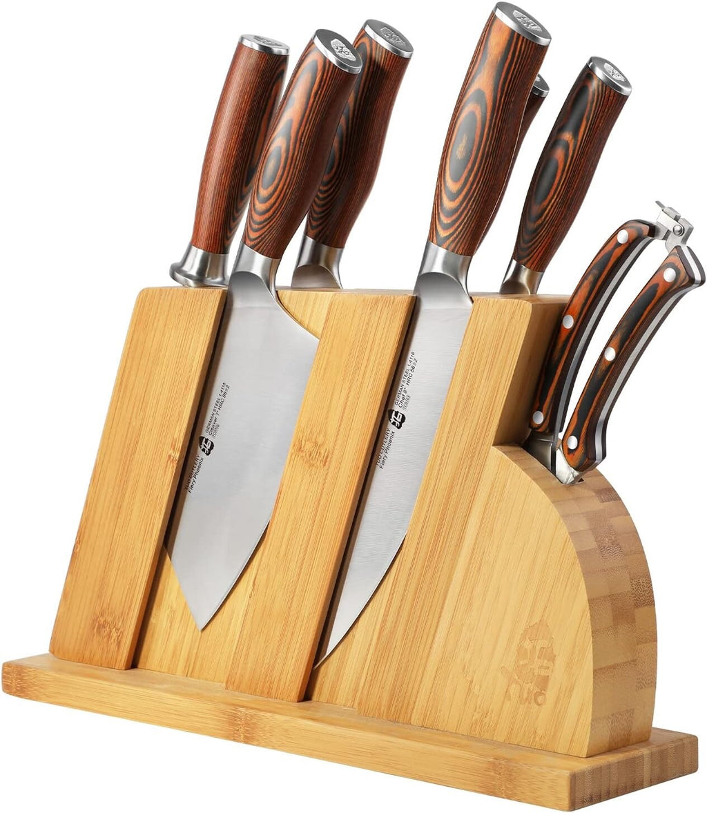 Fiery Series 8-Piece Chef Knife Set – German Steel, Wooden Block, Shears