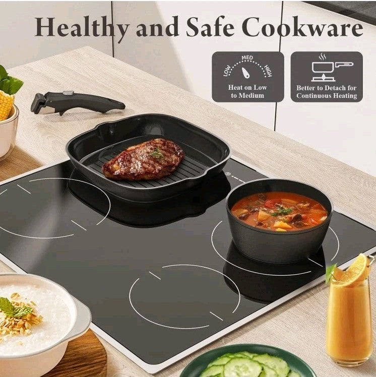19 Pcs Pots and Pans Set Non Stick Ceramic Cookware Set with Removable...